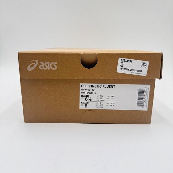 ASICS Gel-Kinetic Fluent WHITE/WHITE 1203A591-101 Men\'s Sz 6.5/Women\'s 8 NEW